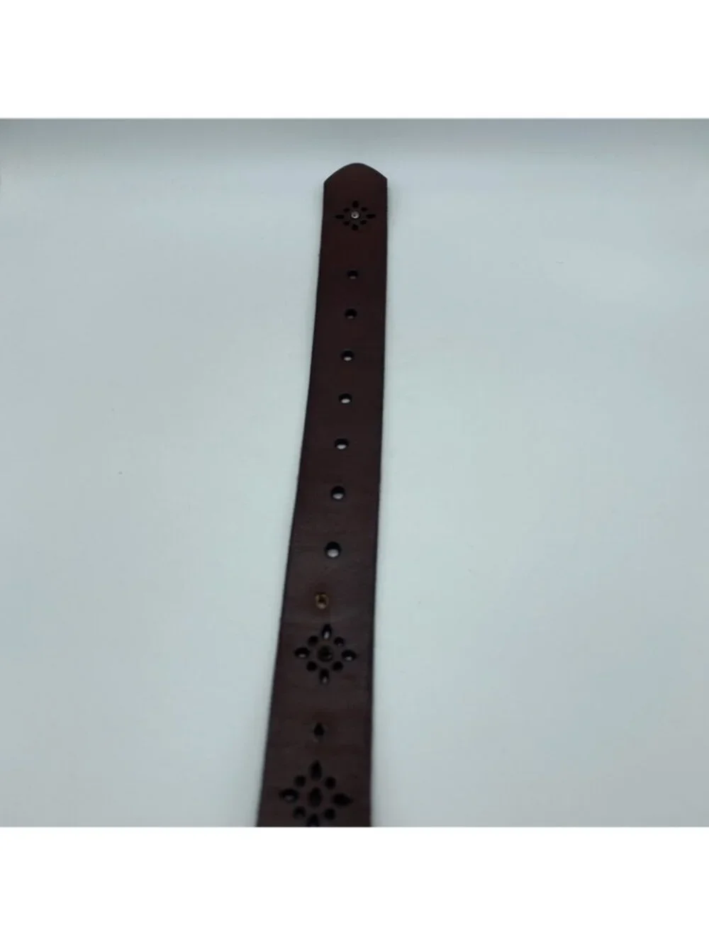 American Eagle Brown Genuine Leather Belt Women's XL Embossed Rhinestone 8977